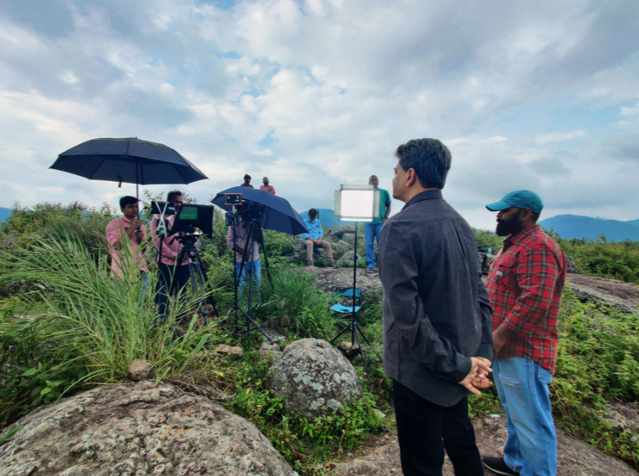 Mountain top location shoot